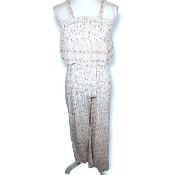 JAPNA GRAY & MAUVE FLORAL SMOCKED JUMPSUIT SZ.XS EUC - Picture 1 of 7